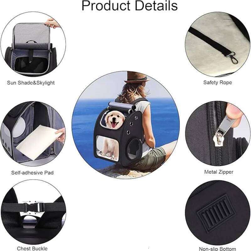Expandable Carrier Backpack for Cats, Dogs and Small Animals, Portable Pet Travel Carrier, Super Ventilated Design 26H0130