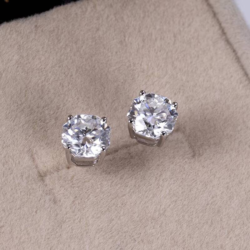 Messi Jewelry MSE-591 14K 6x6 Octagon Moissanite Earrings Engagement Dating Gift for Girls