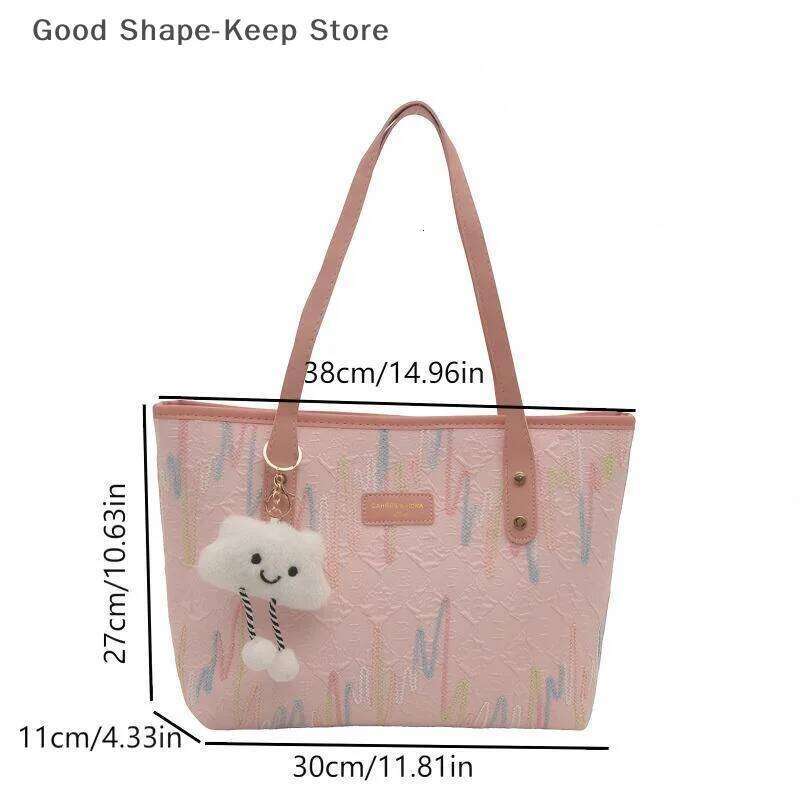 Versatile Striped Shoulder for Women; Large Capacity Casual Commuter Bag Z260130