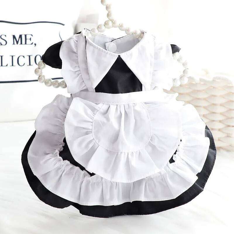 Clothes Summer Pussy Princess Dress Black Deacon Anime Maid Lolita Small Dog Teddy Pet Supplies H260129