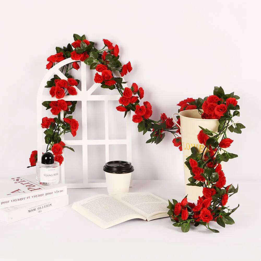 Artificial Flowers Vine 45/69pcs Head Rose Fake Flower Home Room Decor DIY Wedding Decoration Wall 1pc Hanging Garland Plants Y260130