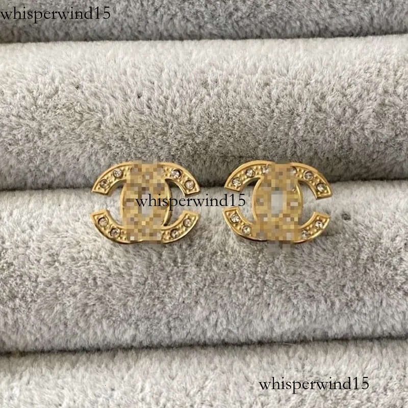 No Fading Luxury Designer cc Earrings Titanium Steel 3D Simple Letter Fashion Earrings With CZ Stones Trendy chan Jewelry For Christmas 751