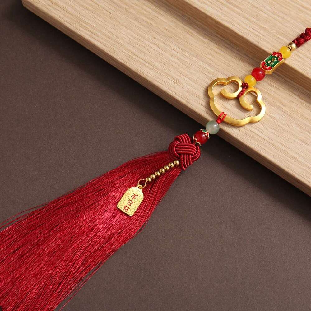New Retro Pendant Ancient Gold-Plated Chinese Style Inner Hanging Ornament Alloy Peace Lock Car Rearview Mirror Decoration Wholesale