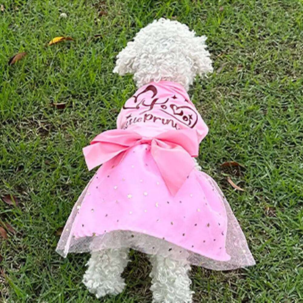 Stylish Sequin Dog Dress Breathable Mesh Pet Puppy Clothing Lightweight Cat Apparel Party H260130