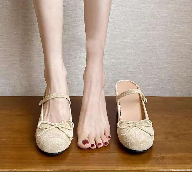 Slippers ballet shoes Dress shoes Designer Genuine soft Leather Rhombic Ladies Bow Shoes luxury Letter Classic woman Sheepskin Flat L1