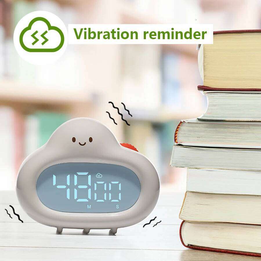 1pc, Creative White Cloud Shape Cartoon Desktop Learning Timer, Kitchen Timer For Cooking Baking W260130