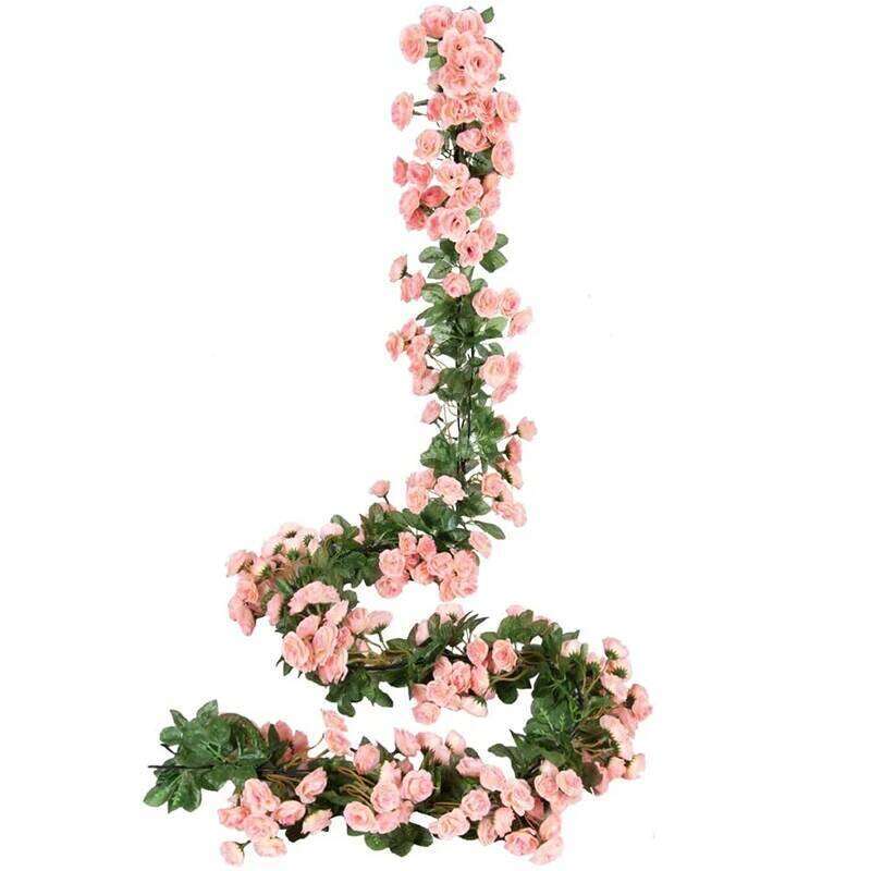2PCS 69 Heads Fake Vine Flowers Plants Artificial Flower Hanging Rose Wedding Party Garden Craft Art Dcor White Champagne Y260130