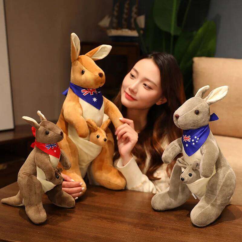 Lifelike Scarf Mum With Baby Plush Kids Toy Simulation Australian Animals Kangaroo Plushie Funny Gift for Children Y260128
