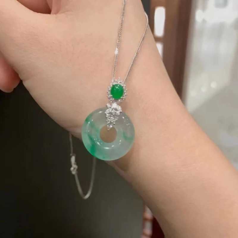 Inspired Natural Ice seed Jade Chalcedony Round Necklaces Chinese Style clavicle chain Classic Silver fine Jewelry for Women Y260130