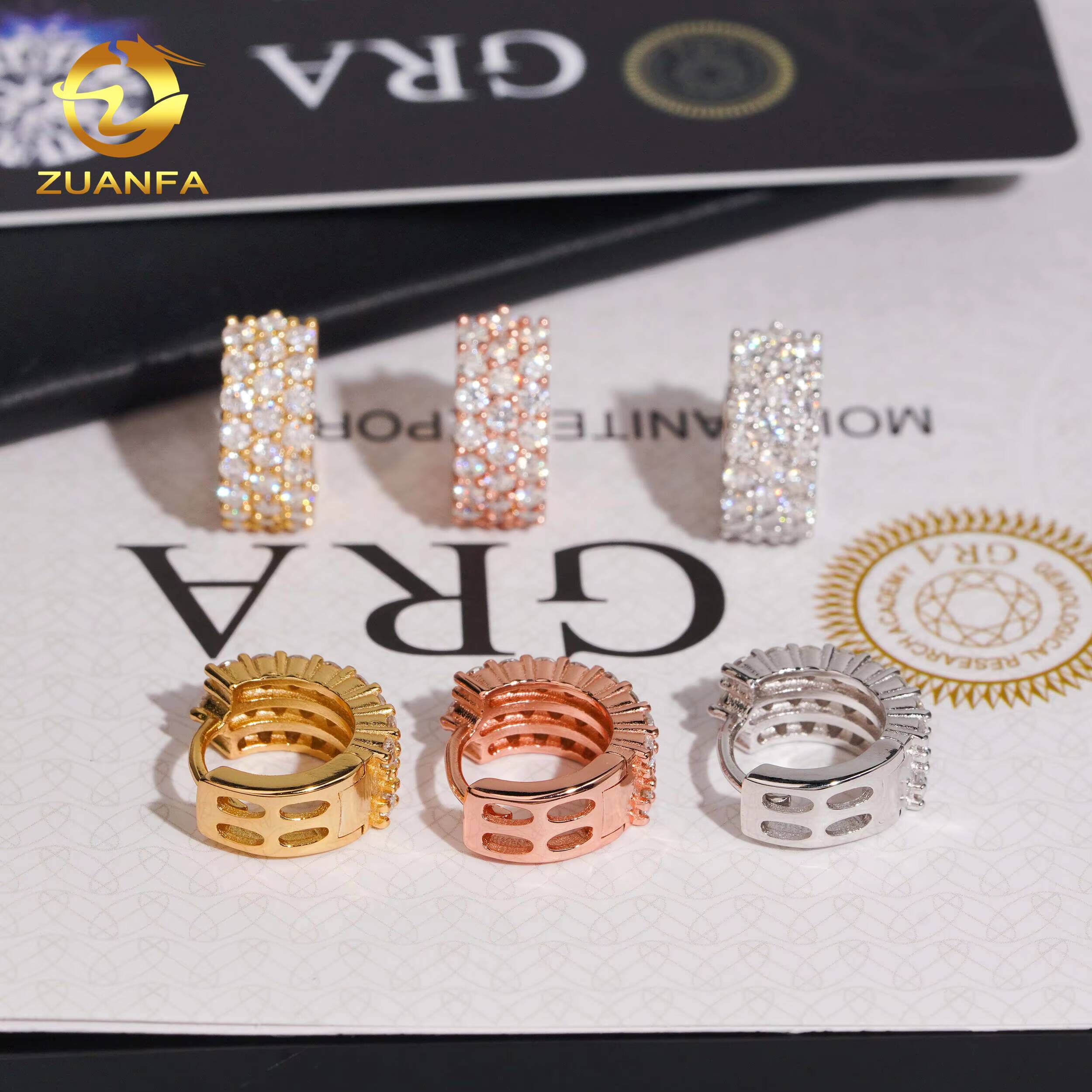 Iced Out Hoop Pass Diamond Tester Jewelry Earrings Moissanite Diamond Silver 925 VVS Moissanite Iced Out Hoop Earrings for Women