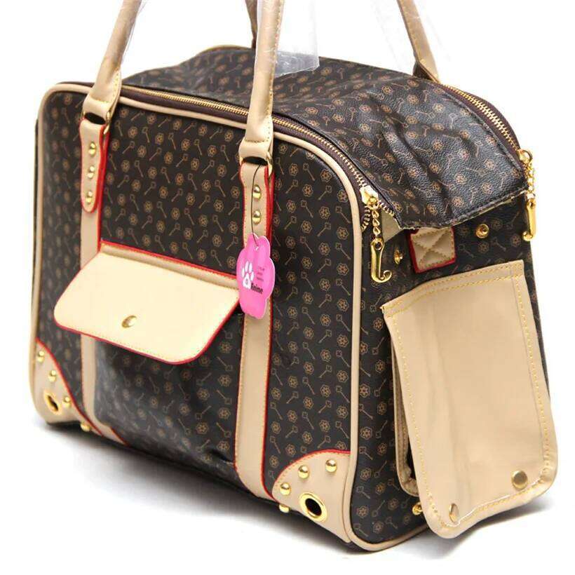 Pu Leather Foldable Carrier Bag Small Cat Dog Carry Tote Outdoor Travel Portable Pet Handbag for Shopping 26H0130