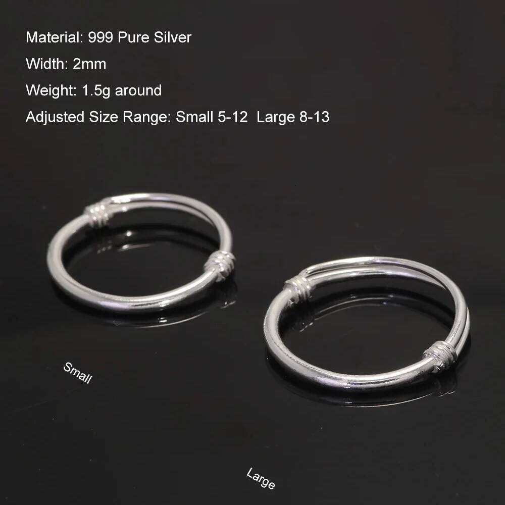 Authentic Sterling Silver 999 Minimalist Men and Women Personalized Sliding Adjustable Ring for Couples Fine Jewelry XJ260130
