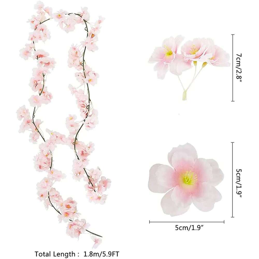 180CM 135 Heads Artificial Cherry Blossom Flower Vine Hanging Flowers Garland for Wedding Party Home Japanese Kawaii Decor Y260130
