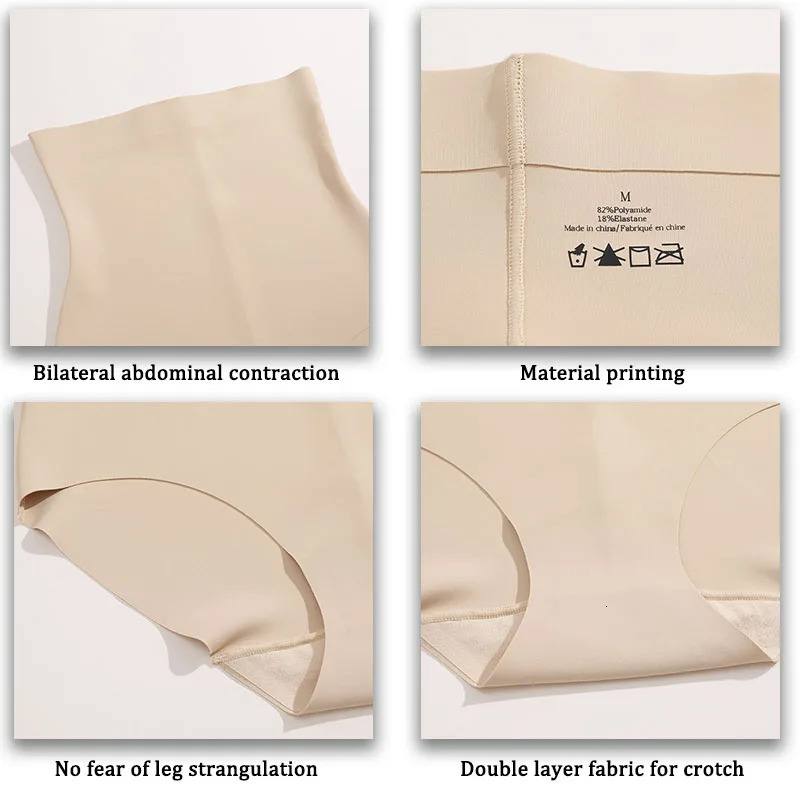 FINETOO 1Pc High Waist Tight Belly Ice Silk Underwear for Women Seamless Thin Strong Postpartum Tight Belly Shape Pants 260130