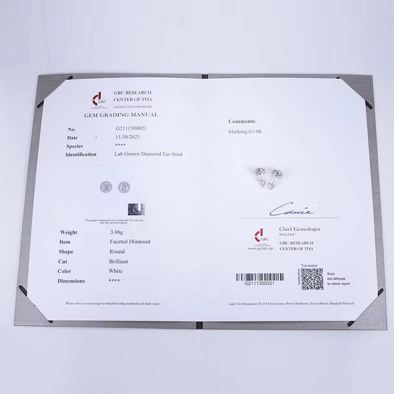 MSE-532 14K White Gold Customized Lab Diamond 1ct D VS1 HPHT Jewelry Earrings