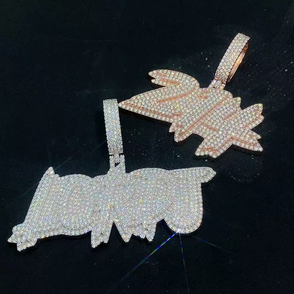 Mens High Quality S925 Rapper Pendant Hip Hop Necklace 25 Inches Iced Out Moissanite Diamond Shiny Letter Pendant Jewelry