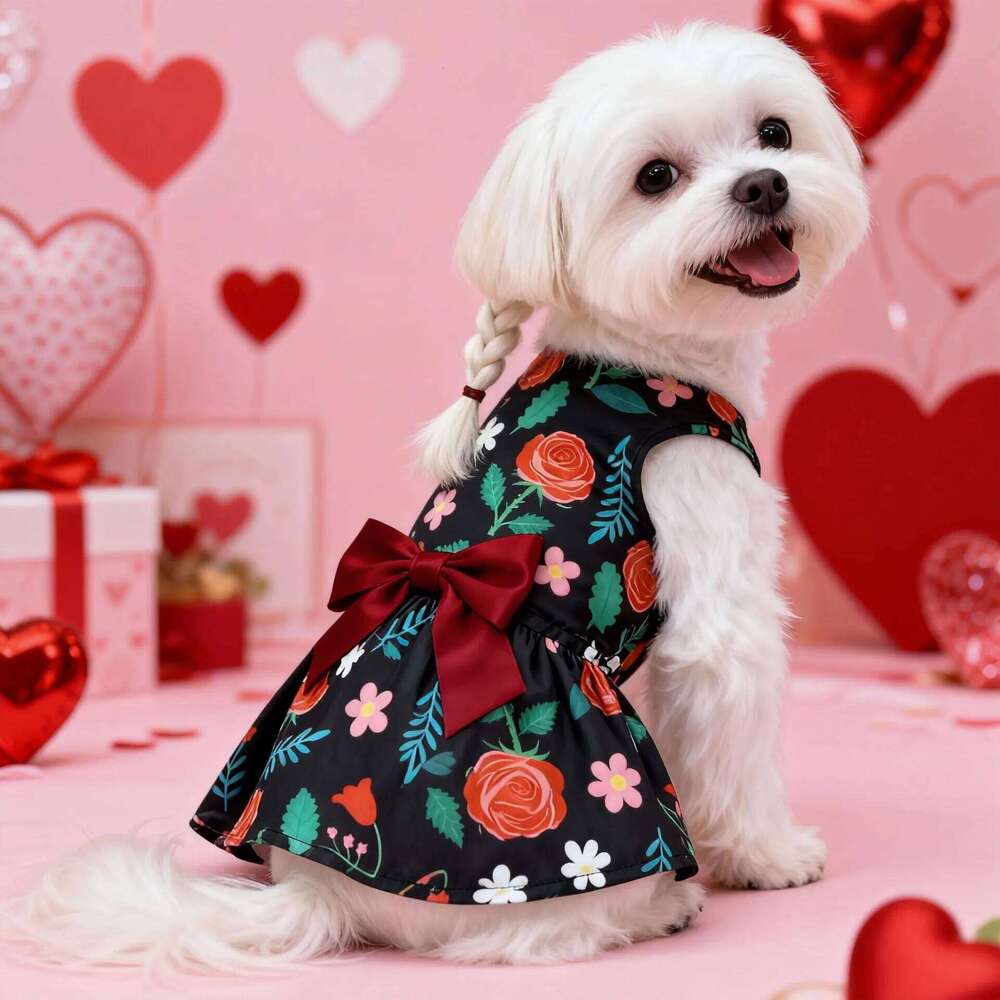 Print Clothing Rose Bow Dog Cat Love Balloon Thin Holiday Party Valentine's Day Festival Dress Up Supplies H260130