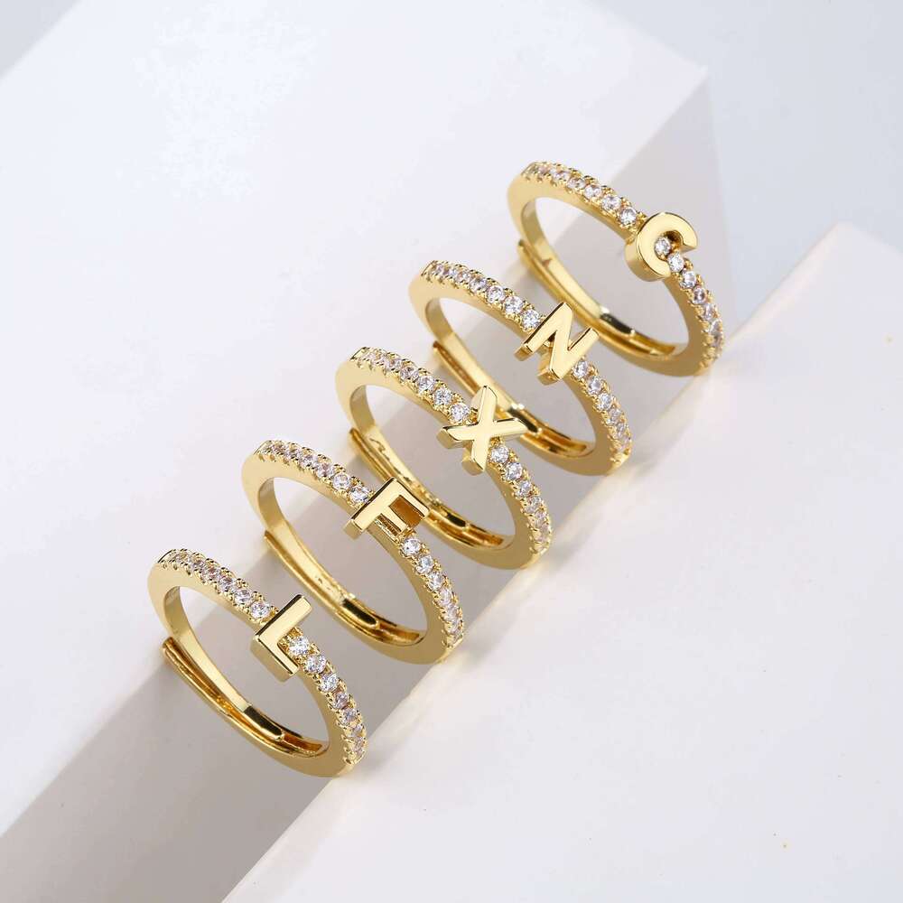 HECHENG,Fashion Initials Letter Classic Simple Opening Finger Ring For Women Party Jewelry Gift Wholesale XJ260130