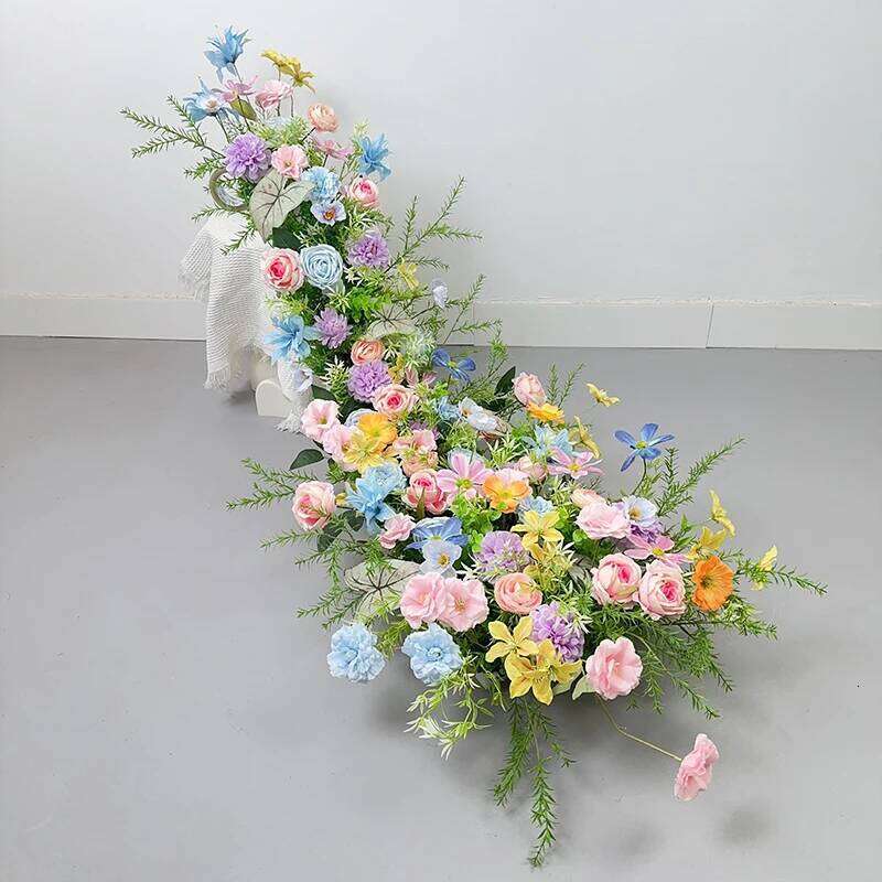 Uflower Monet Garden Waterfall Floral Garland Wedding Table Decoration Backdrop Party Flower Row Ceremony Event Decor W260130