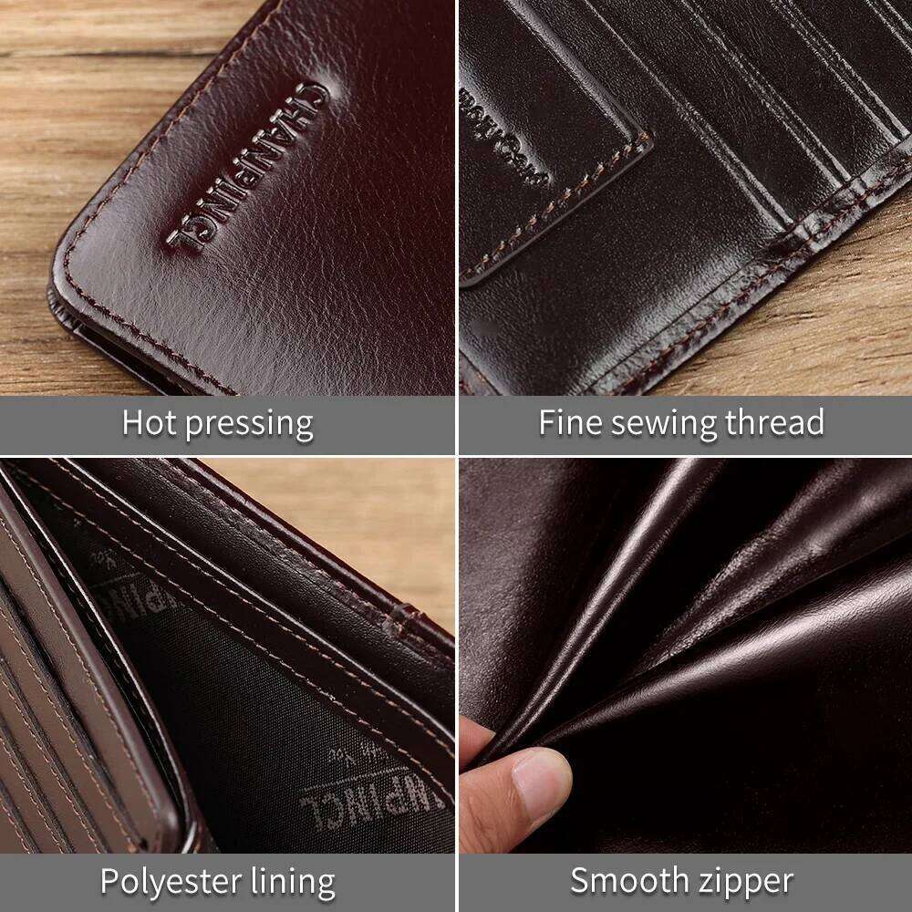 CHANPINCL Genuine Cow Leather Men Wallet Luxury Short Tri-Fold First Layer Cowhide Purse Male Business Horizontal Fashion Z260130