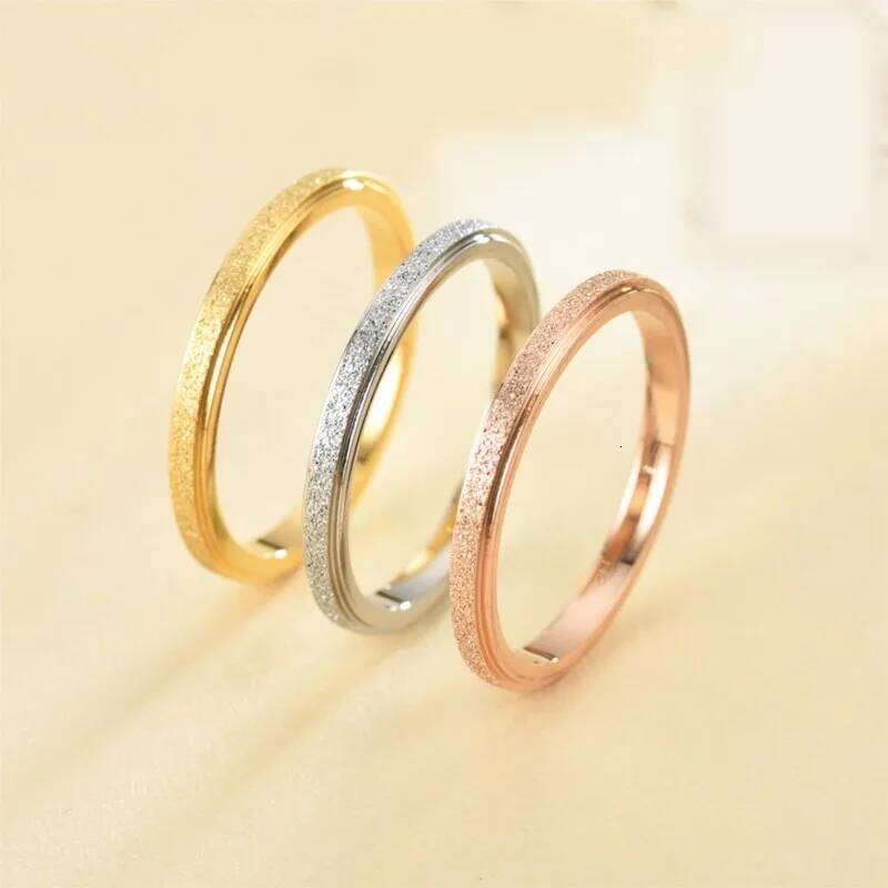 Simple 2mm Woman Men's Couple Gold SIlver Titanium Matte Finished Finger Ring Jewelry for Male Wedding Bands Gift XJ260130