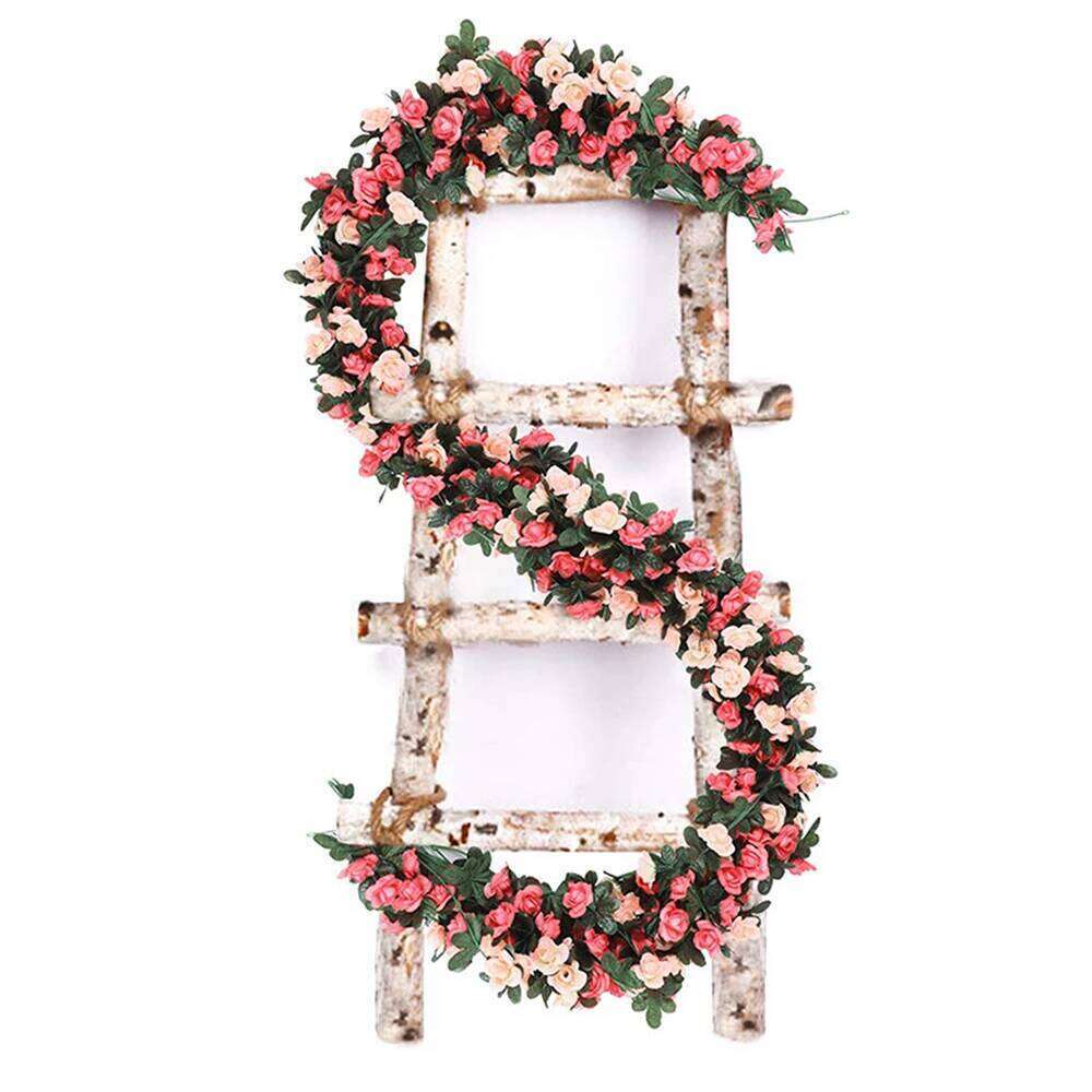 Artificial Rose Vines with Green Leaves Hanging Fake Roses Vine for Room Party Home Wedding Birthday Christmas Wall Arch Decor Y260130