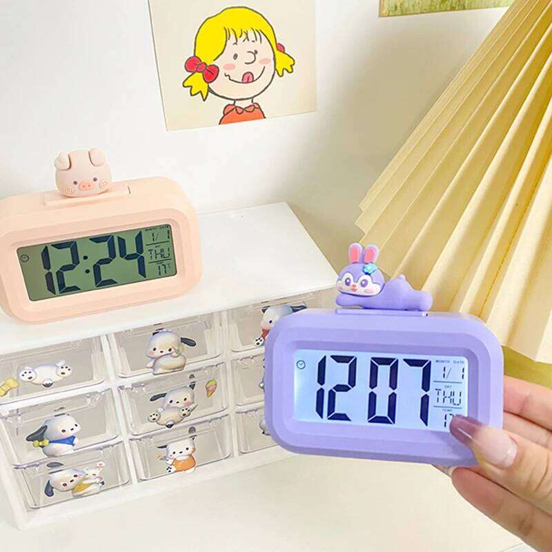 Animal LED Digital Rome Decor Cartoon Pig Alarm Clock with Night Light Room Cute Watch Bedroom Bedside Ornaments W260130