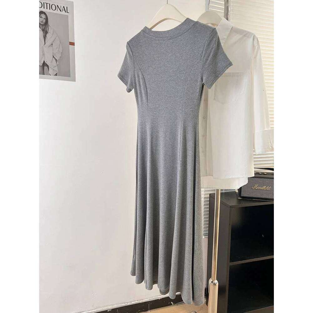 Zjaiss 2026 Waist Cinched Mid Length Black Hepburn Style Frock Autumn New Modal V-neck Short Sleeve Dress XJ260130