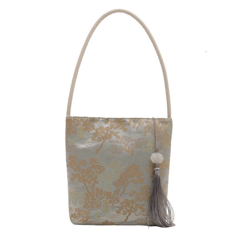 National Underarm Versatile New Chinese Style Silk High-End Tassel Single Shoulder Tote Bag For Women SHANGFANNI
