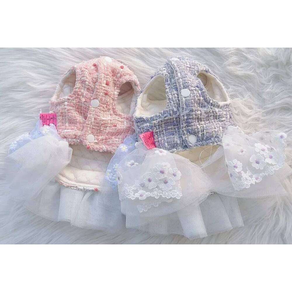 Cotton Knitted Winter Puppy Coat Lace Chihuahua Skirt Pet Clothes Dog Dresses for Small Dogs H260129