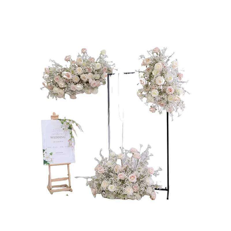 Luxury Rose Babys breath Artificial Flower Row Wedding Backdrop Arch Decor Hang Floral Arrangement Event Party showcase props Y260130