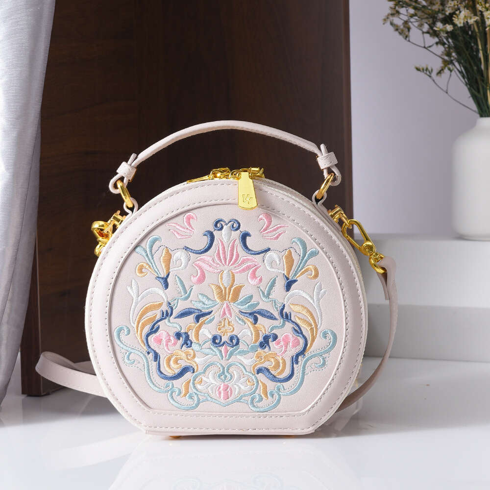 Women's New Crossbody Chinese Style Embroidery Small Round Handheld Shoulder Bag MASA