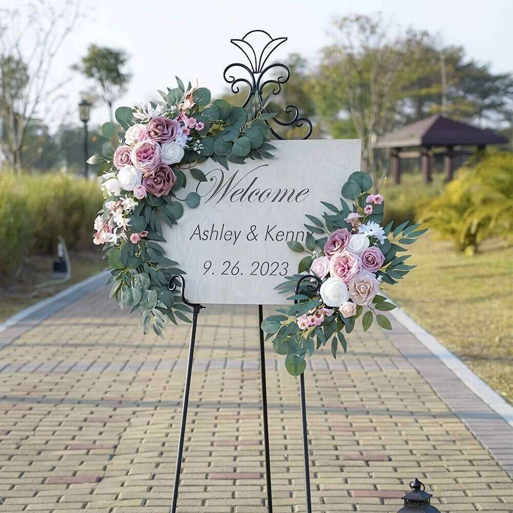 2pcs Wedding Flowers, Artificial Rose Wreaths,Suitable for Outdoor Decoration,Home Decoration,Wedding Arch Decoration W260130