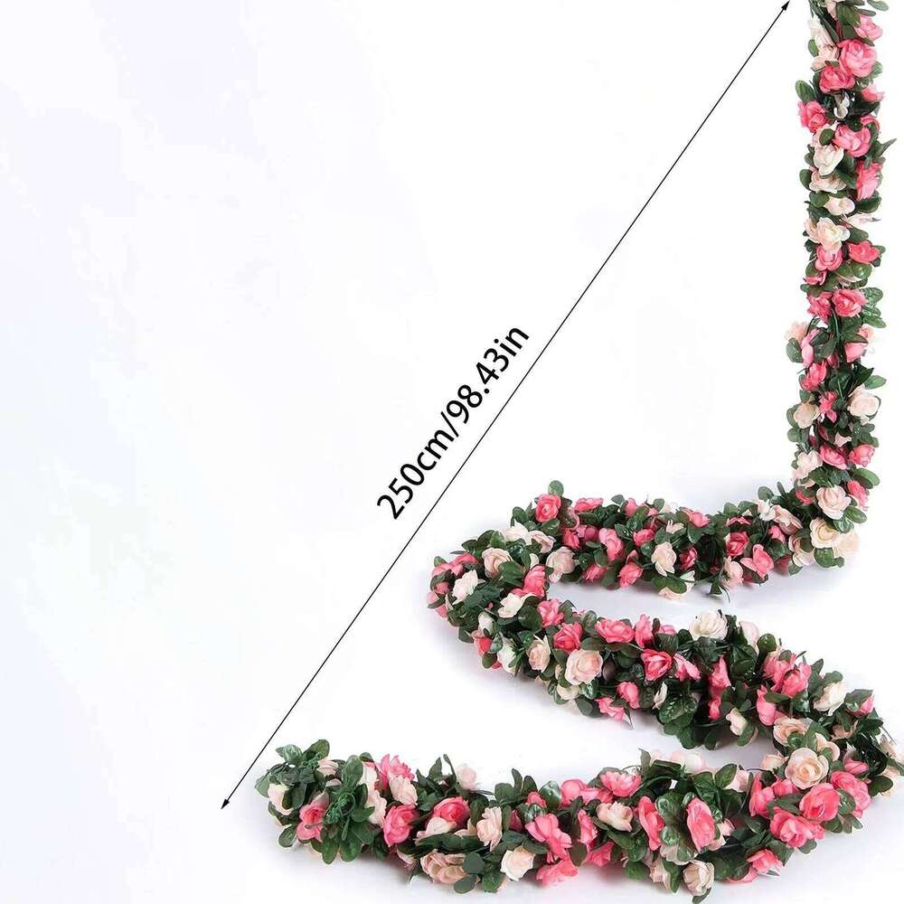 2.5m Simulated Flower Rose Rattan Arch Winding Vines Home Festive Decoration Wreath W260130