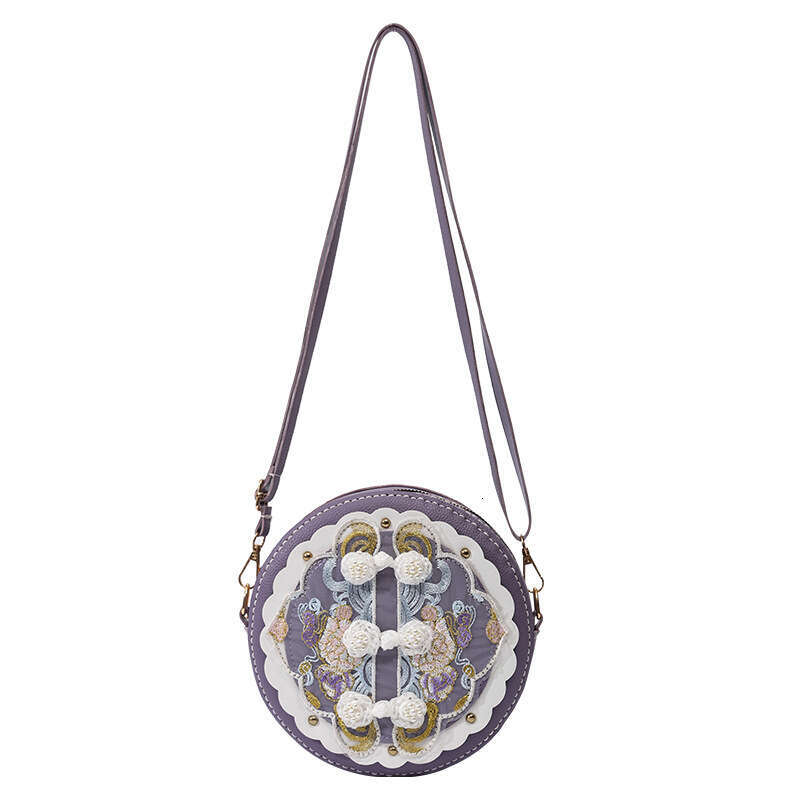 Handmade DIY Fashion Niche Embroidered For Women New Chinese Versatile Crossbody Trendy National Style Handheld Small Round Bag SHANGFANNI