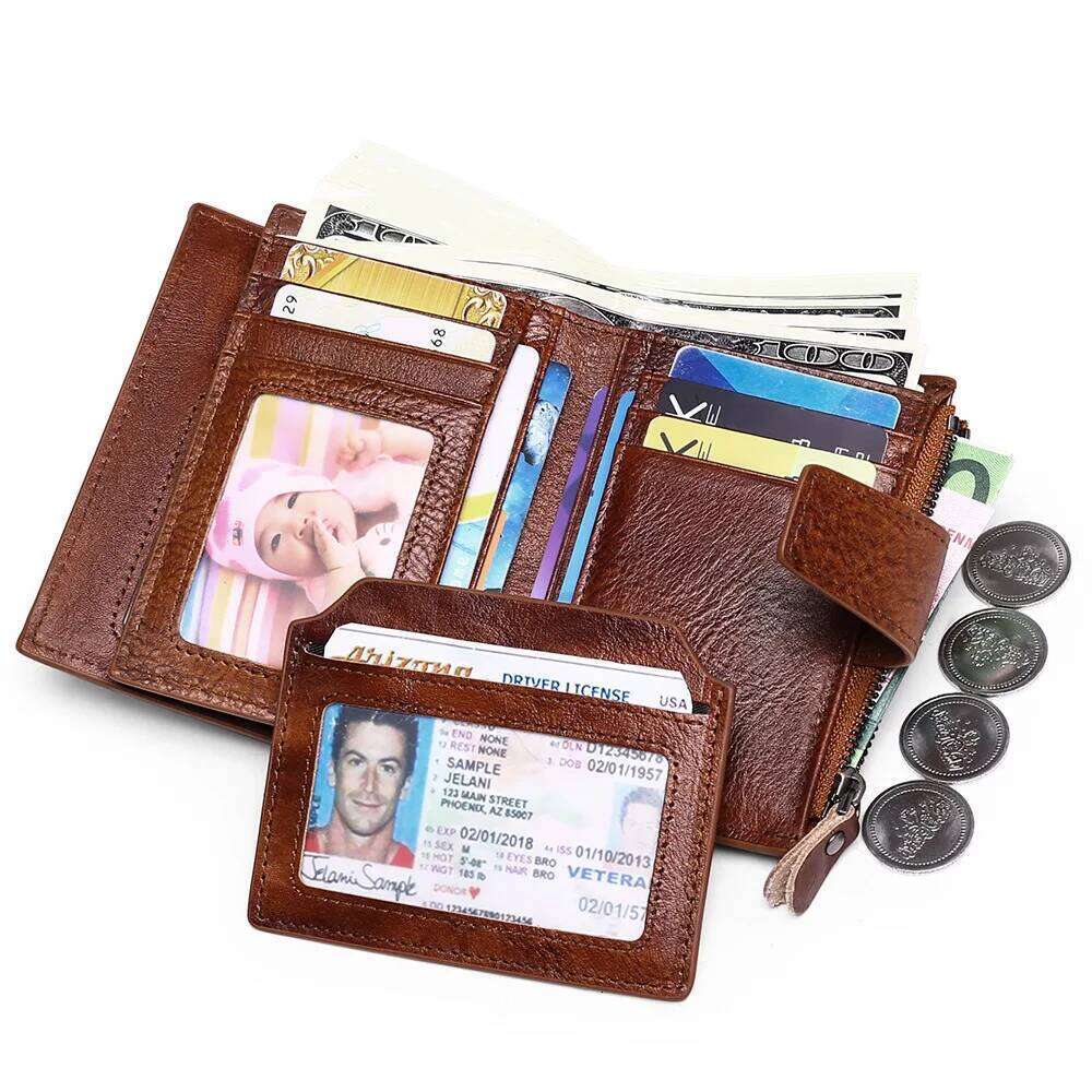 RFID Men Short Leather Men's Head Layer Cowhide Fashion Casual Wallet Coin Purse Driver's License CardHolderWallet Z260130