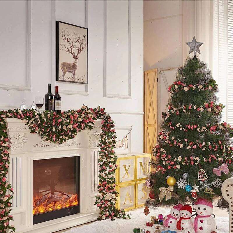 2.5m Flower Plants 45 Head Fake Vine Flowers White Pink Home Room Wedding Decoration Silk Artificial Rose W260130