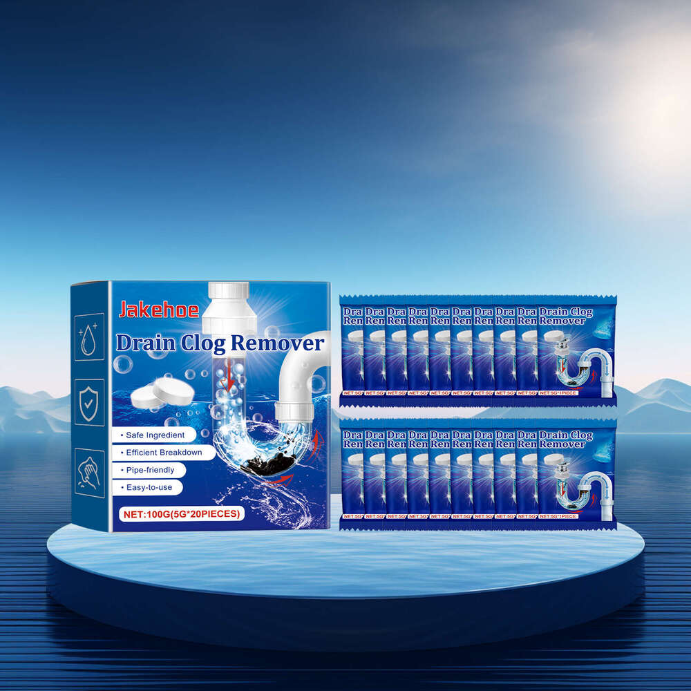 Jakehoe Cleaner Effervescent Tablets Boxed Toilet Floor Drain Drainage Pipe Sewer Unclogging Anti-Clogging Cleaning S260130