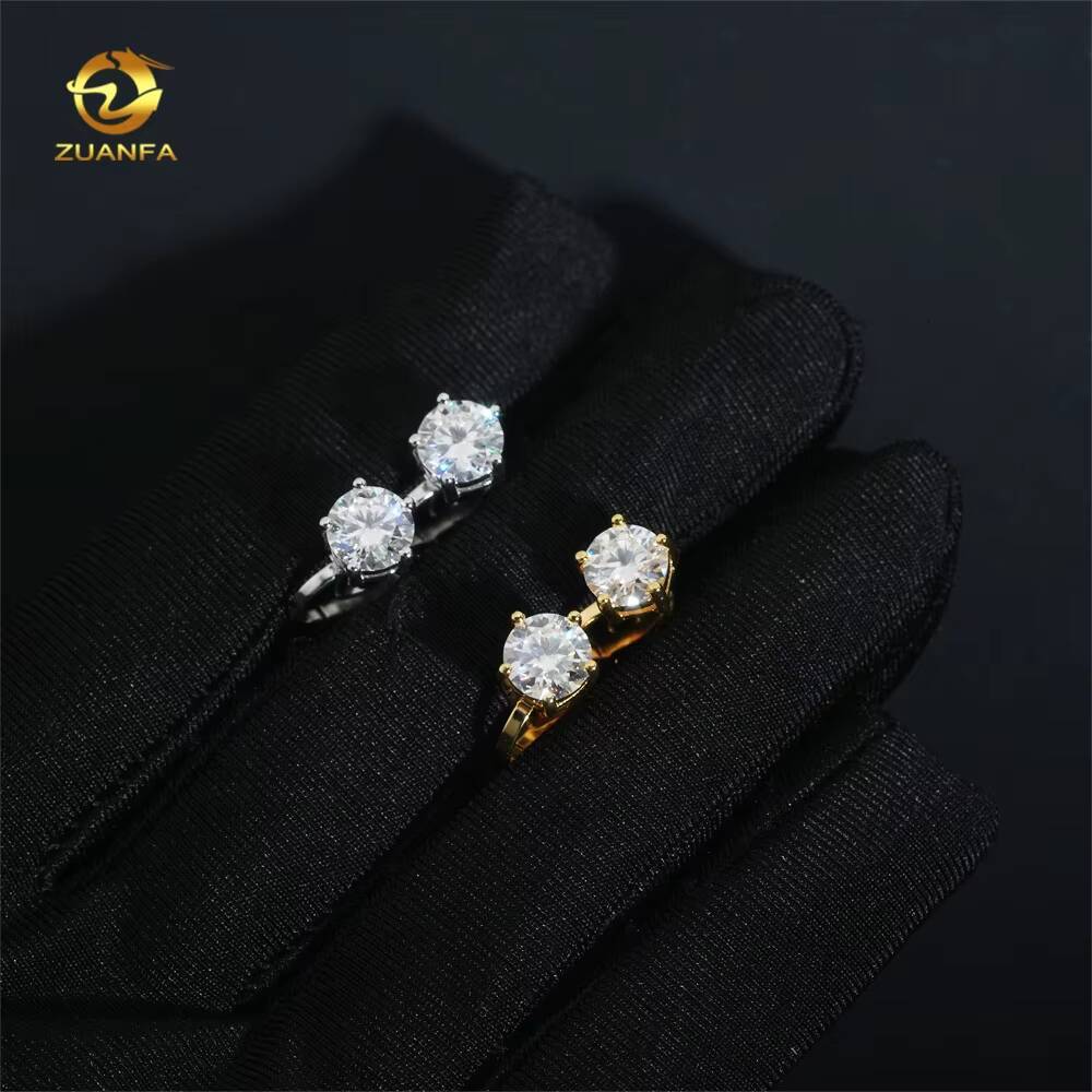 Fashion New Style 925 Sterling Silver 1ct Diamond Dangle Clip on Hip Hop Moissanite Drop Earrings for Men