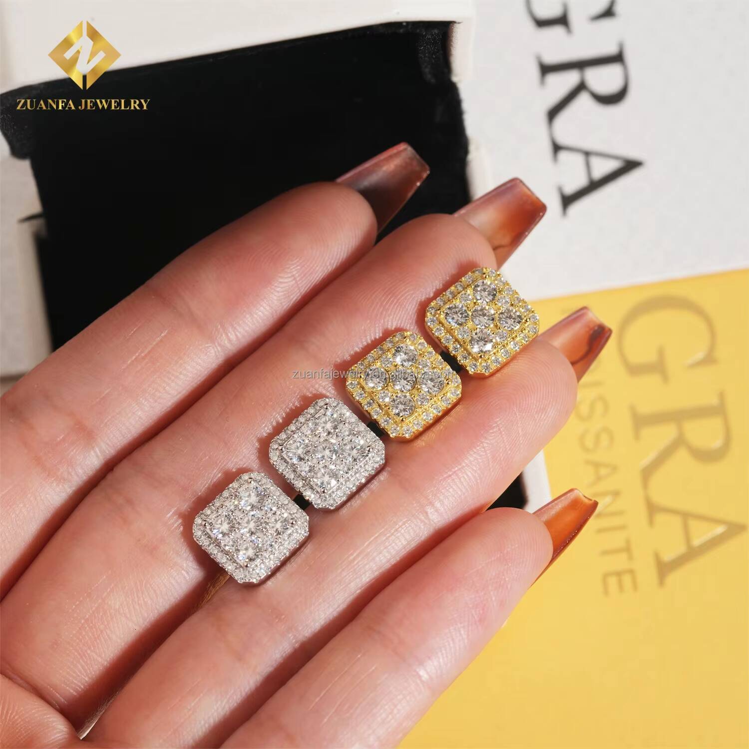 Stylish Cheap Price High Quality Bulk Stock Hip Hop Rapper Jewelry 925 Sterling Silver VVS1 Moissanite Stud Earring Screw Back