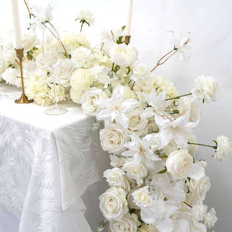 Luxury Wedding White Rose Orchid Row Runner Arrangement Banquet Event Decor Table Flower Ball Party Props show Floral Y260130