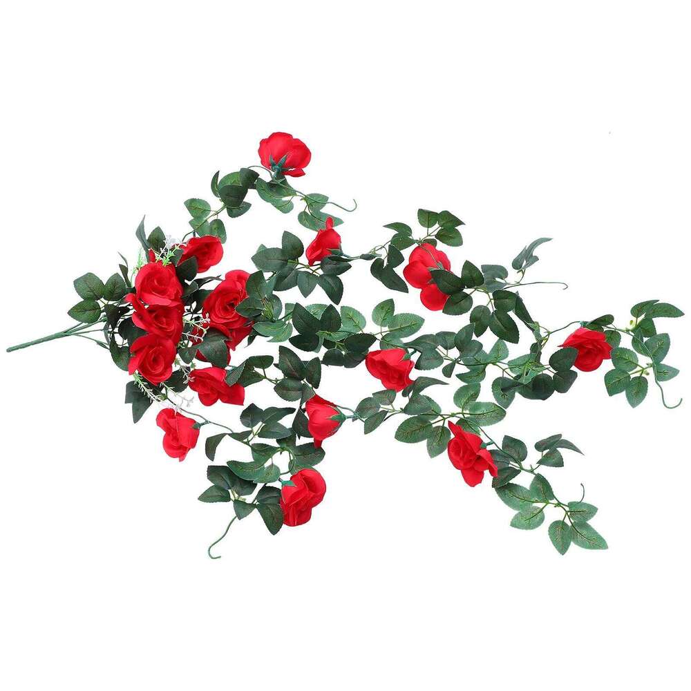 Simulated Rattan Garland High Quality Plastic Craft Lifelike Fake Rose Flower Vine for Wedding Party Decor Background Y260130