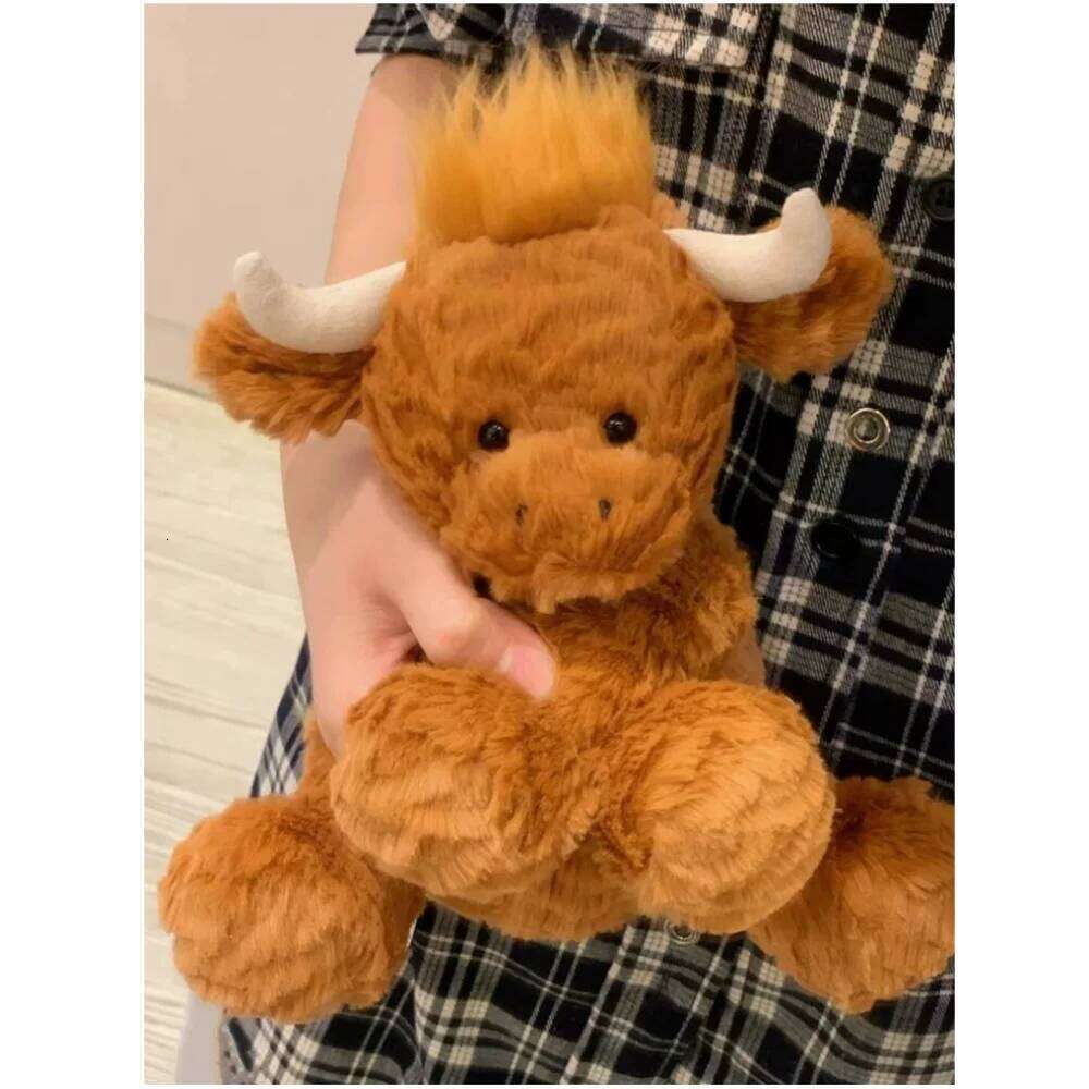 Cute Scottish Highland Plush Haired Cow Stuffed Cartoon Cattle Super Soft Huggable Farm Animal Toy Gift for Kids Y260128