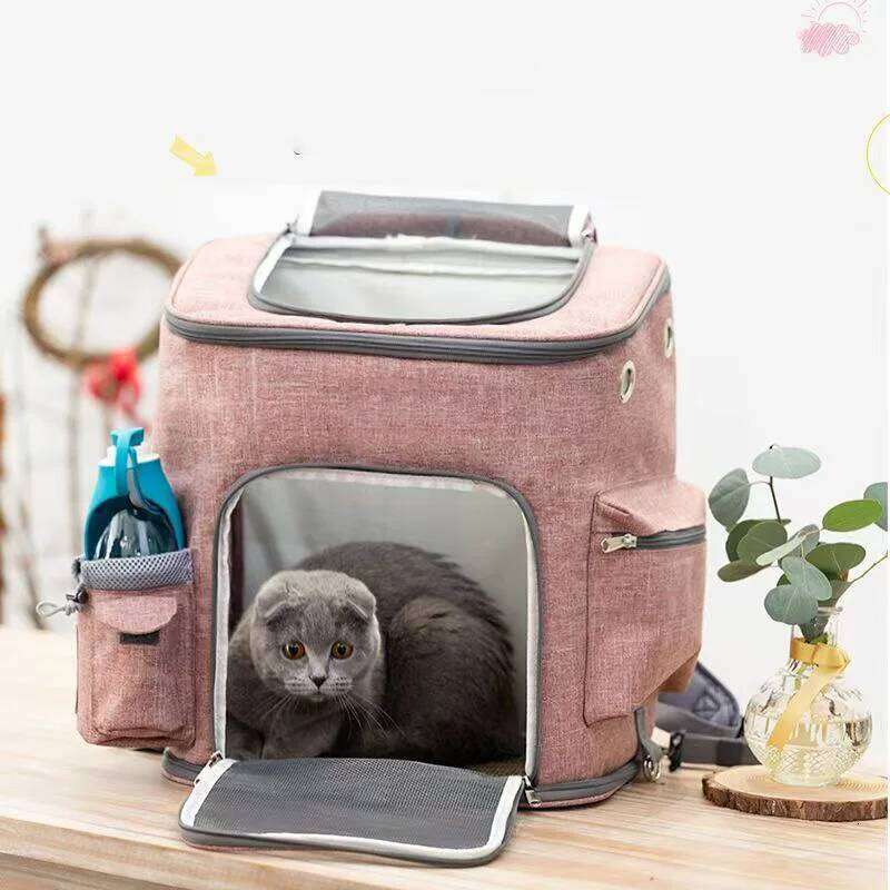 Foldable Cat Backpack, Large Capacity Travel Pet Carrier with Adjustable Straps, Portable Dog Backpack Bag for Small Pets 26H0130