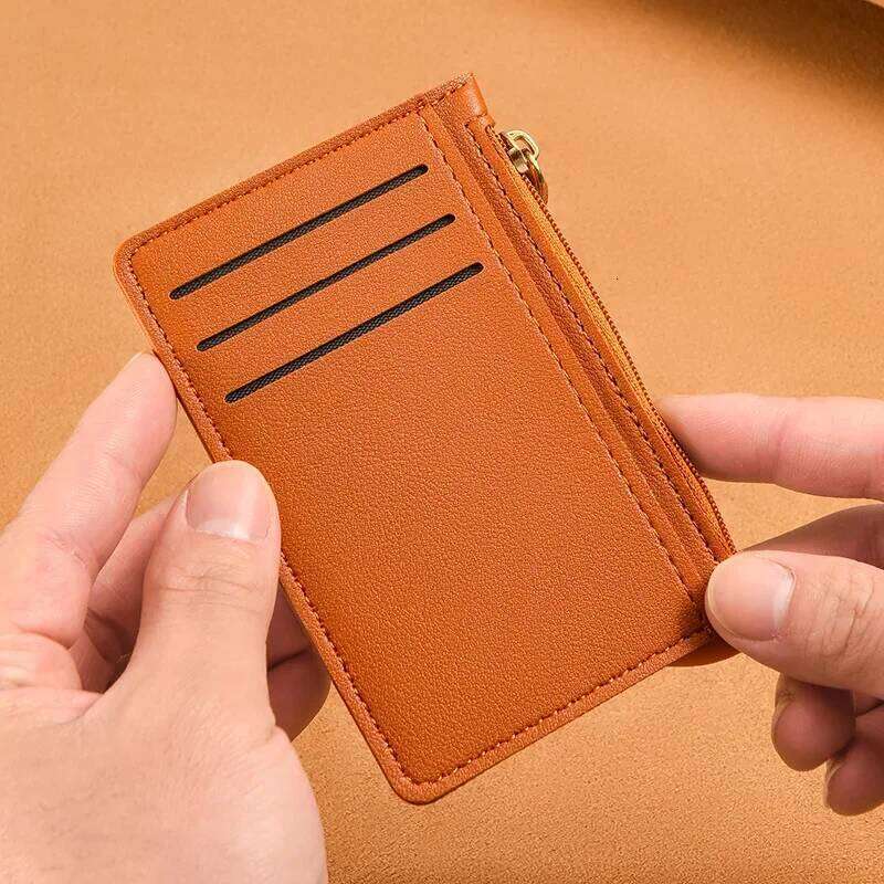 Credit Unisex Thin Multi Slot Cards Bag Zipper Purse Coin Pouch ID Card Holder Sleeve Badge Case Z260130