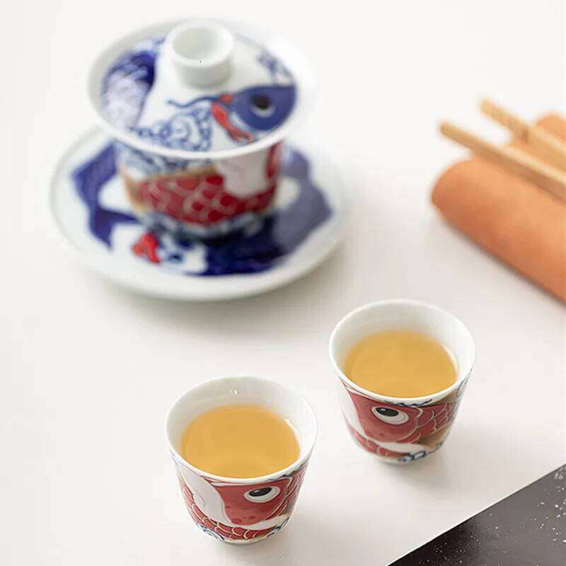 1 Pc Chinese Vintage Porcelain Handmade Dragon Fish Ceramic Teacup Household Tea Bowl Teaware Personal Meditation Cup