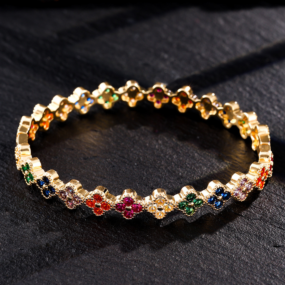 Bracelet Minimalist Multi-Color Hip-Hop Thin Circle Double Heart Bracelet Ins Style Women's Diamond-Studded Fashion Trendy Personality Jewelry Br