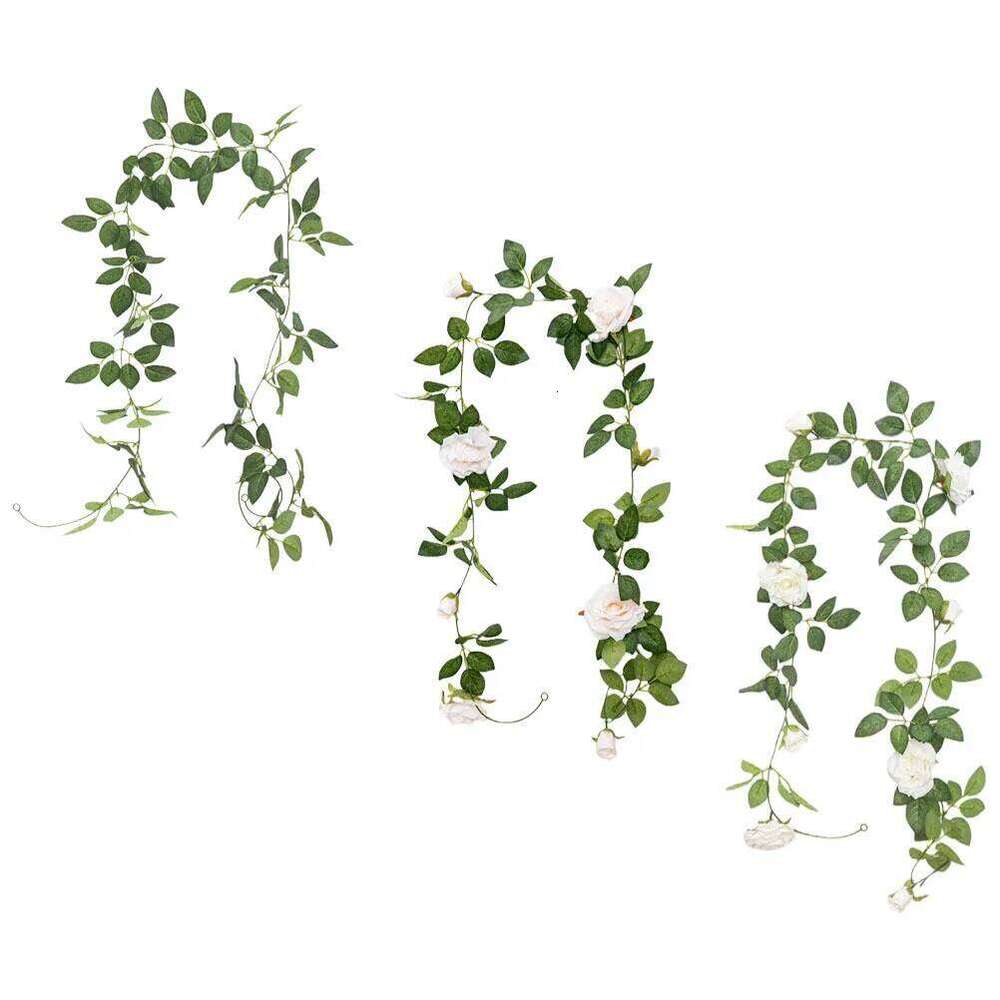 3Pcs Fake Flower Rattan Decoration Rose Vine Simulated Floral Garland for Party Wedding Valentine Day Photo Prop Accessory Y260130