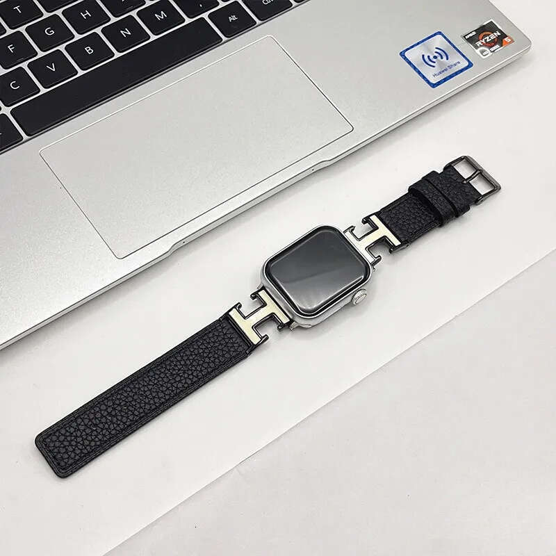 Professional Leather Apple Watch Band with Metal Detail Compatible with iWatch Series 4 5 6 7 8 9 10 38mm 40mm 41mm 42mm 44mm 45mm 46mm 49mm