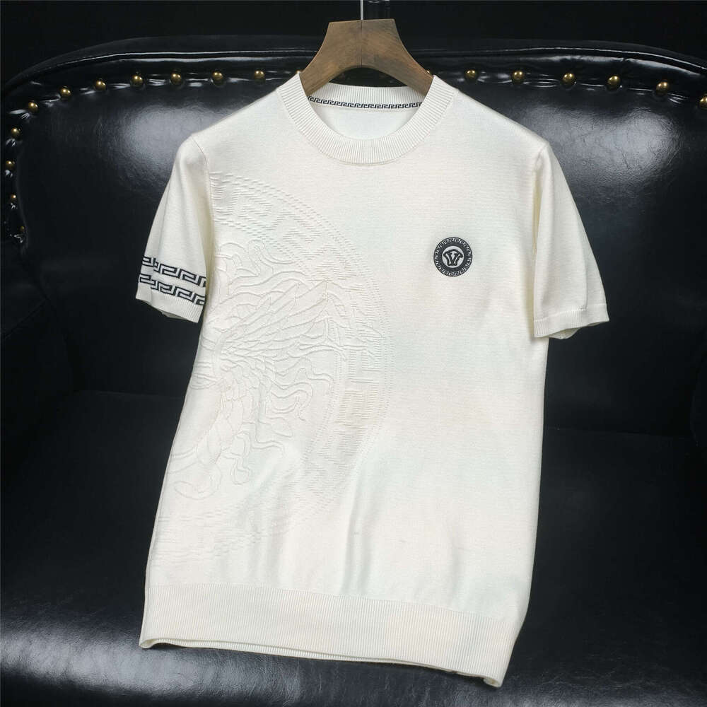 New Arrivals Four Autumn Winter New Knitted Short Sleeve Base Fashion Slim Fit Youth Round Neck Wool Shirt Men's T-Shirt